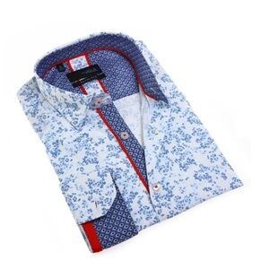 Eight X Light Blue Floral Print Slim Fit Button Up Shirt